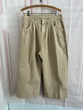 Free People Wide-Leg Crop Pants in Khaki
